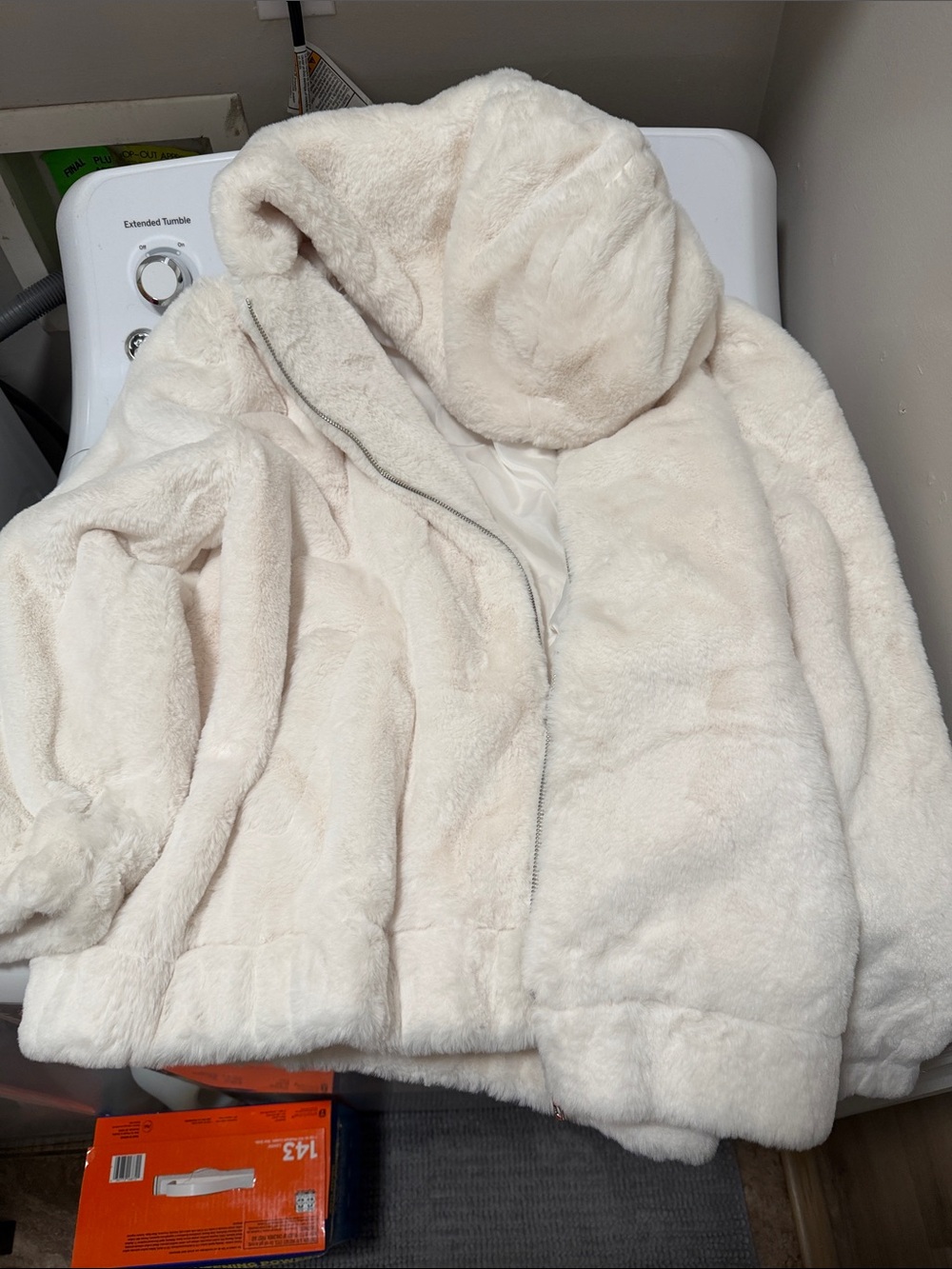 Rachel Zoe Plush Hooded Faux Fur Jacket - Cream